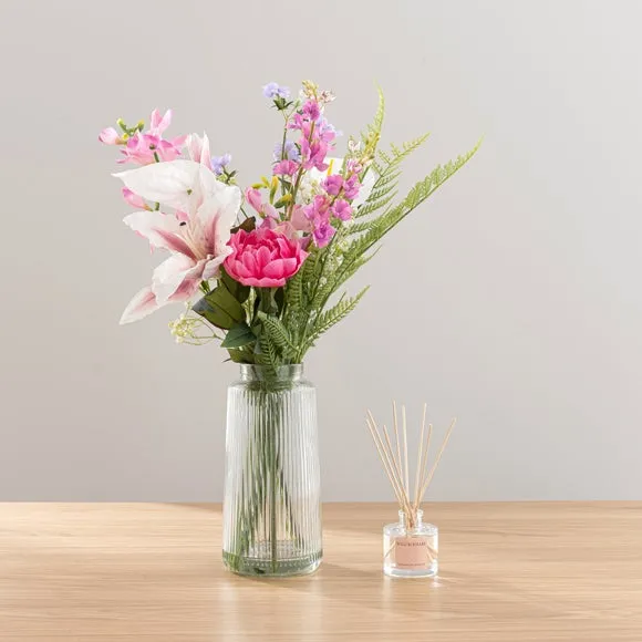 Artificial Tiger Lily Bouquet & Diffuser Set - Pink image