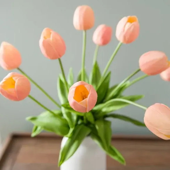 Artificial Tulip Arrangement - Orange, Ceramic