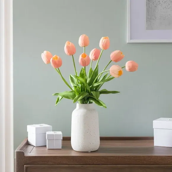 Artificial Tulip Arrangement - Orange, Ceramic image