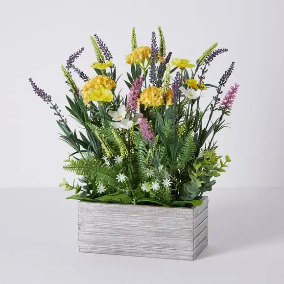 Artificial Wild Flowers in Planter - Multicolor image