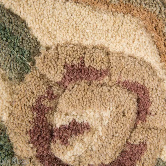 Aubusson Rug with Floral Pattern - Fawn, Wool