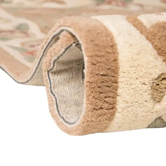 Aubusson Rug with Floral Pattern - Fawn, Wool