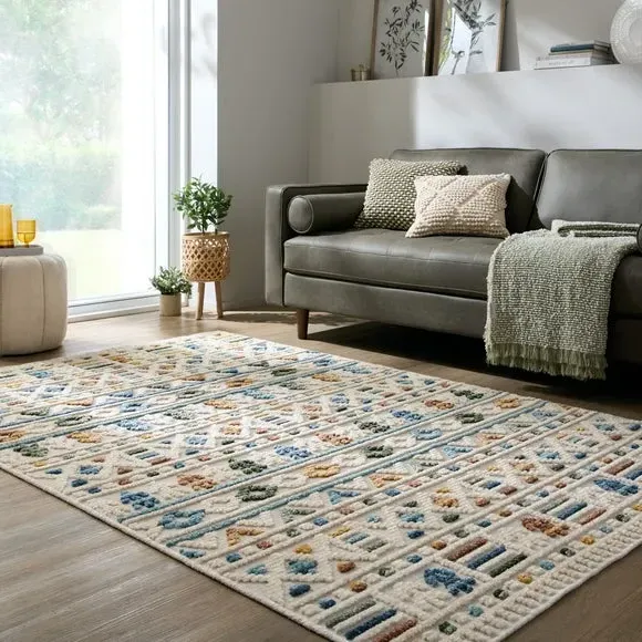 Aztec Washable Rug - Multicoloured image