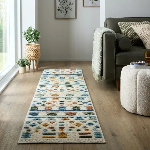 Aztec Washable Runner - Multicoloured image