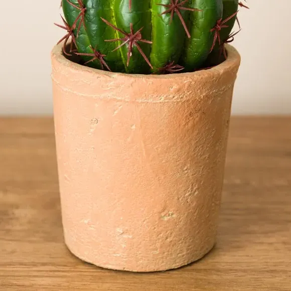 Ball Cactus Artificial Plant - Green, Terracotta