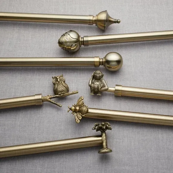 Ball Curtain Finials - Antique Brass, Metal