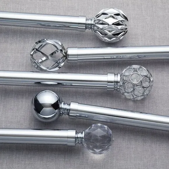 Ball Curtain Finials - Chrome, Metal