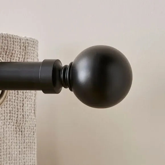 Ball Curtain Finials - Matt Black, Metal
