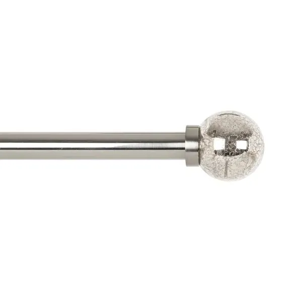 Ball Curtain Finials - Satin Steel, Glass