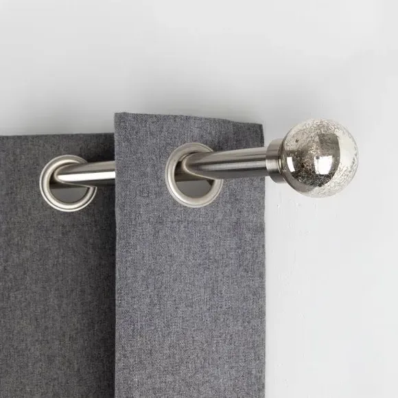 Ball Curtain Finials - Satin Steel, Glass