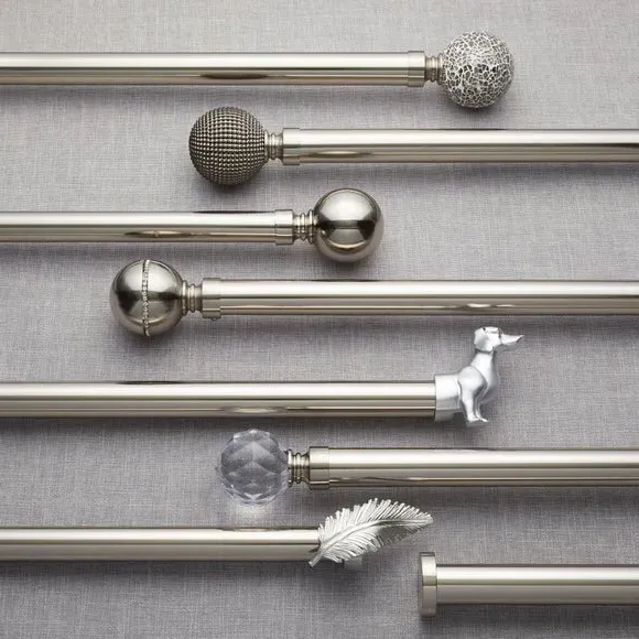 Ball Curtain Finials - Satin Steel, Metal