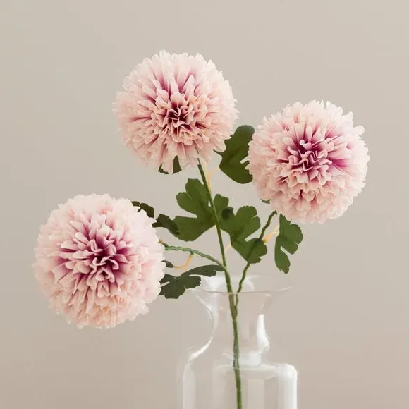 Ball Dahlia Artificial Stem - Pink