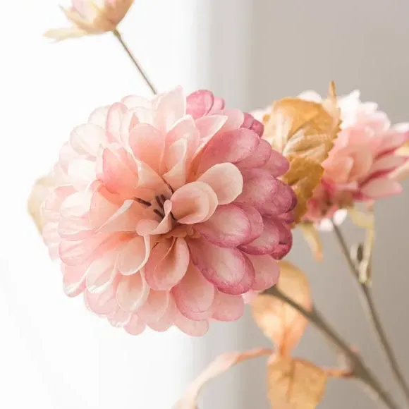 Ball Dahlia Stem - Cream, Plastic