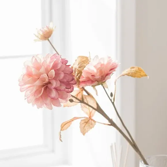 Ball Dahlia Stem - Cream, Plastic