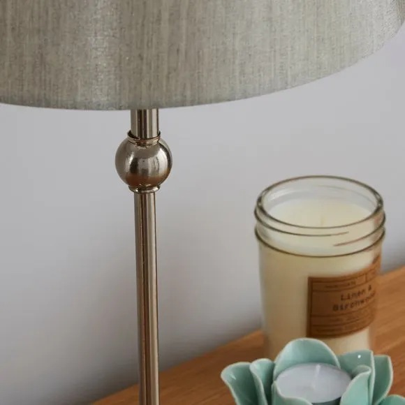 Ball Detail Table Lamp with Switch - Silver, Metal
