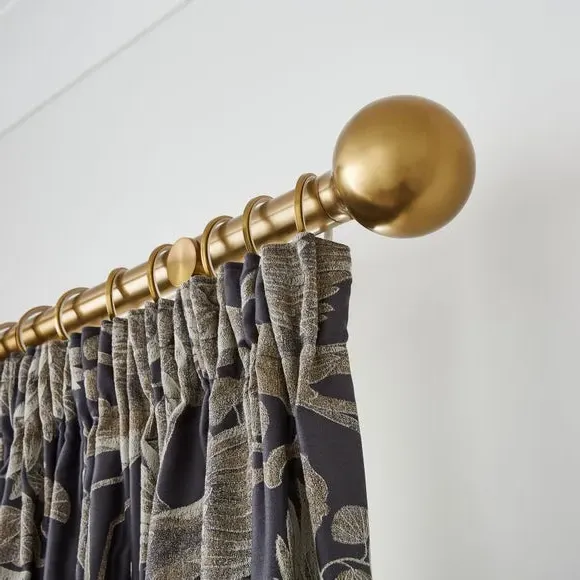 Ball Finial Curtain Pole - Antique Gold, Metal