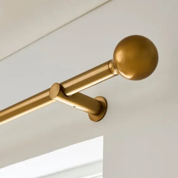 Ball Finial Curtain Pole - Antique Gold, Metal image