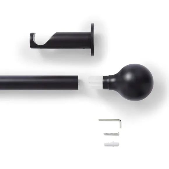 Ball Finial Curtain Pole - Black, Metal