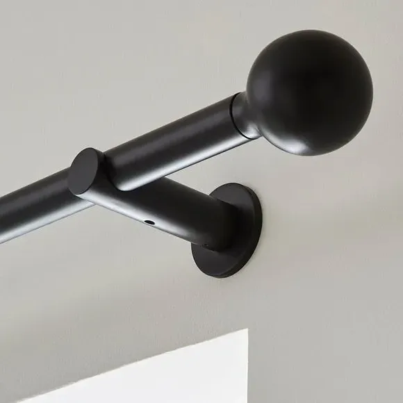 Ball Finial Curtain Pole - Black, Metal
