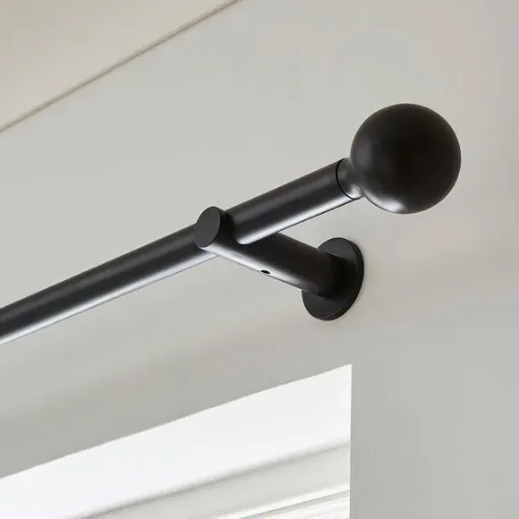 Ball Finial Curtain Pole - Black, Metal