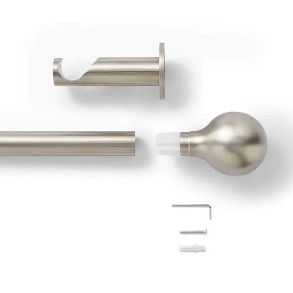 Ball Finial Curtain Pole - Nickel, Metal
