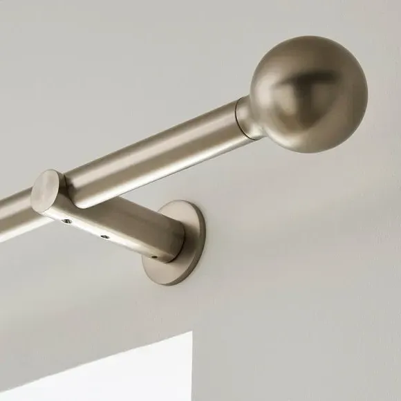 Ball Finial Curtain Pole - Nickel, Metal