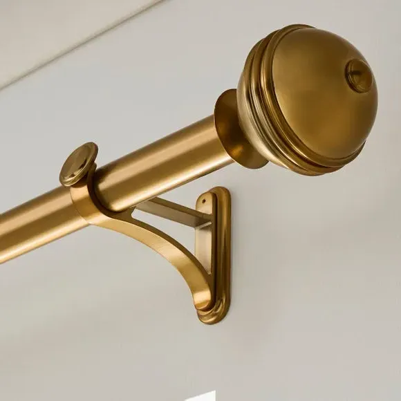 Ball Finial Curtain Pole with Rings - Antique Gold