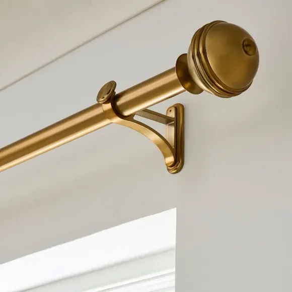 Ball Finial Curtain Pole with Rings - Antique Gold image