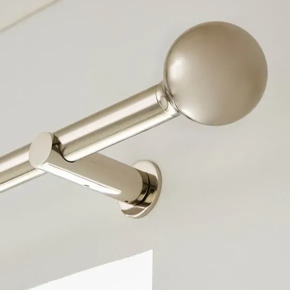 Ball Finial Curtain Pole with Rings - Antique Silver, Metal
