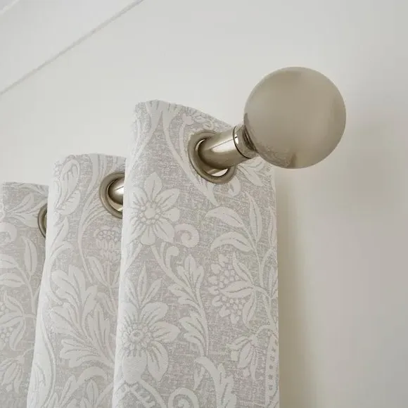 Ball Finial Curtain Pole with Rings - Antique Silver, Metal