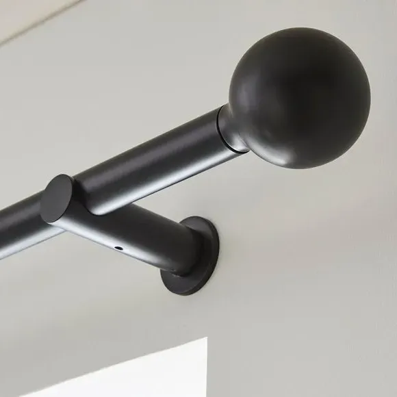 Ball Finial Curtain Pole with Rings - Black, Metal