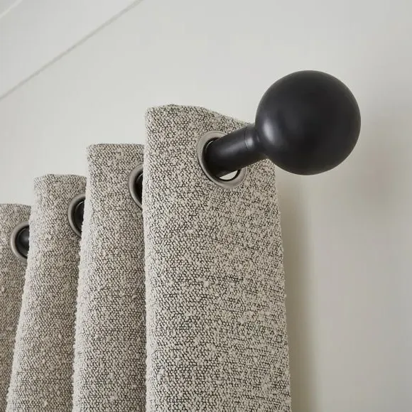 Ball Finial Curtain Pole with Rings - Black, Metal