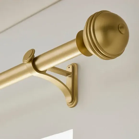 Ball Finial Curtain Pole with Rings - Brushed Gold