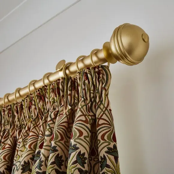 Ball Finial Curtain Pole with Rings - Brushed Gold