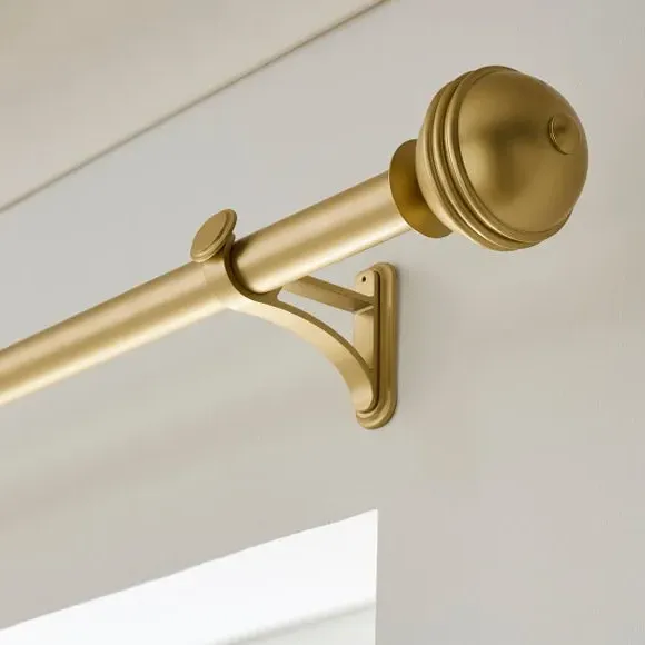 Ball Finial Curtain Pole with Rings - Brushed Gold