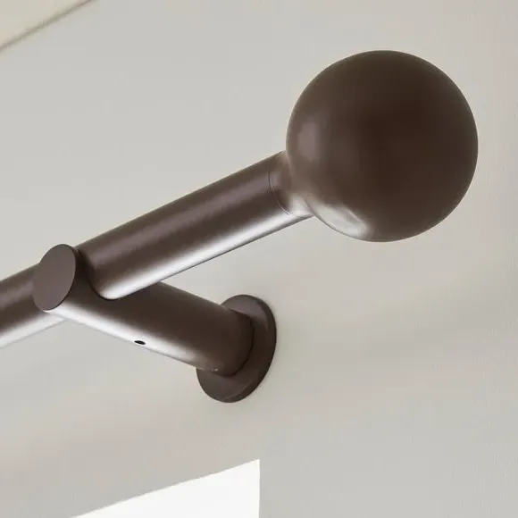 Ball Finial Curtain Pole with Rings - Cocoa, Metal