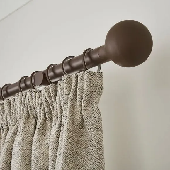 Ball Finial Curtain Pole with Rings - Cocoa, Metal