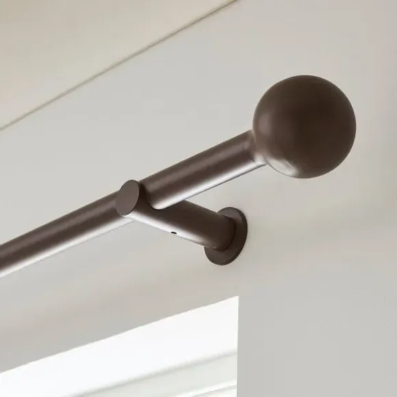 Ball Finial Curtain Pole with Rings - Cocoa, Metal