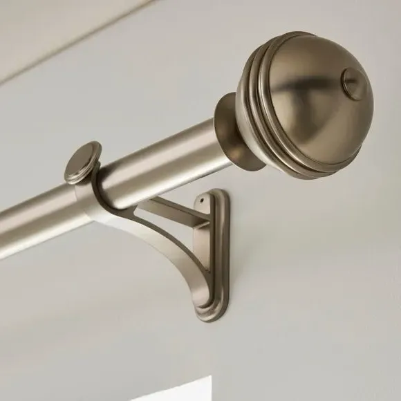 Ball Finial Curtain Pole with Rings - Nickel