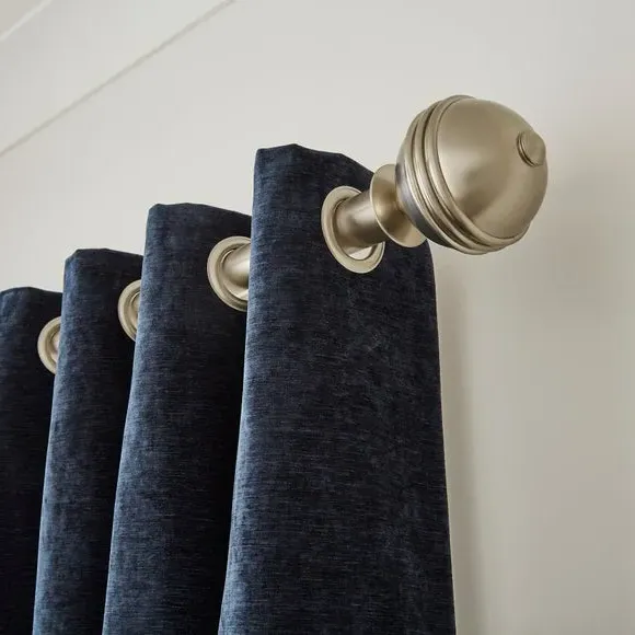 Ball Finial Curtain Pole with Rings - Nickel