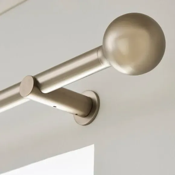 Ball Finial Curtain Pole with Rings - Nickel, Metal