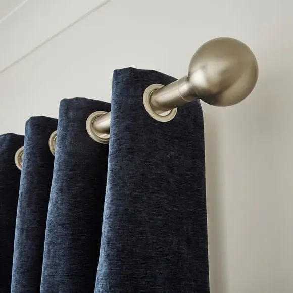 Ball Finial Curtain Pole with Rings - Nickel, Metal