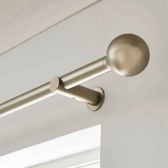Ball Finial Curtain Pole with Rings - Nickel, Metal