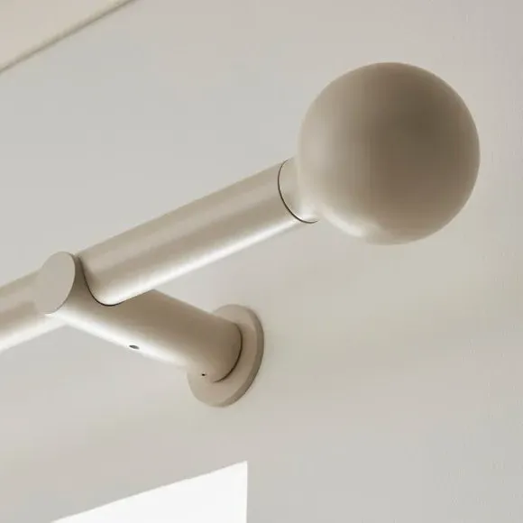 Ball Finial Curtain Pole with Rings - Sandstone, Metal