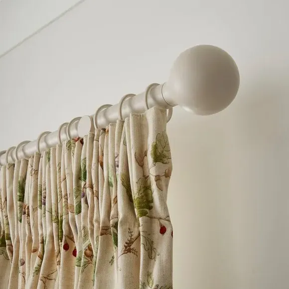 Ball Finial Curtain Pole with Rings - Sandstone, Metal
