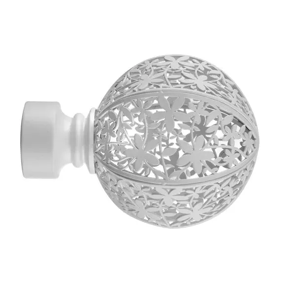 Ball Finials with Foliage Design - White, Metal image