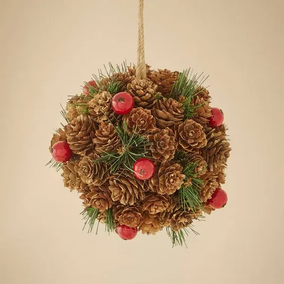 Ball Hanging Decoration - Brown, Pinecone
