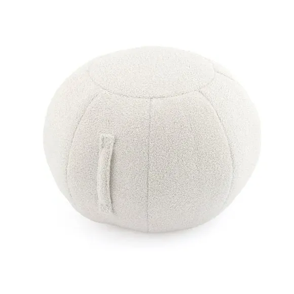 Ball Pouffe with Sherpa Fabric - Ivory