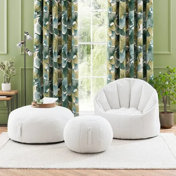 Ball Pouffe with Sherpa Fabric - Ivory
