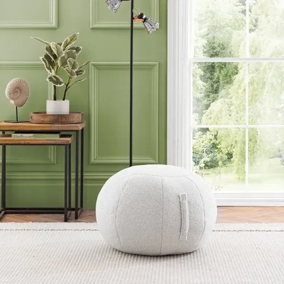 Ball Pouffe with Sherpa Fabric - Ivory image